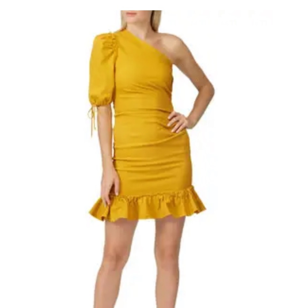 Jonathan Simkhai Mustard One-shoulder dress